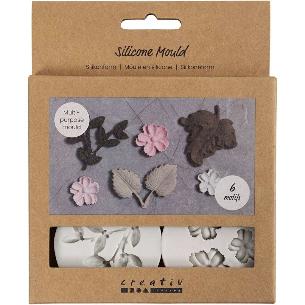 Creativ company formas de silicona, hojas y flores, h: 0,5 cm, l: 1,8-4,5 cm, 4 piezas 1 pieza