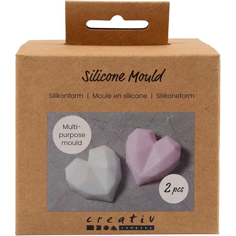 Forme in silicone Creativ Company, cuore sfaccettato, h: 2 cm, l: 6 cm, l: 5,8 cm, 2 pezzi 1 scatola