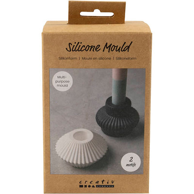 Creativ company moldes de silicona, portavelas con perfil, h: 4+5,5 cm, d 7+8 cm, brillo transparente, 2 piezas 1 caja