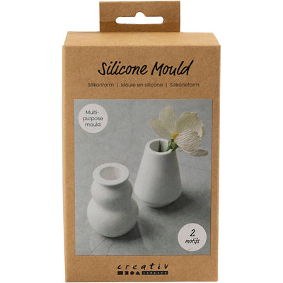 Creativ company moldes de silicona, jarrón y candelabro, h: 7,5 cm, d 5,5 cm, transparente mate, 2 piezas 1 caja