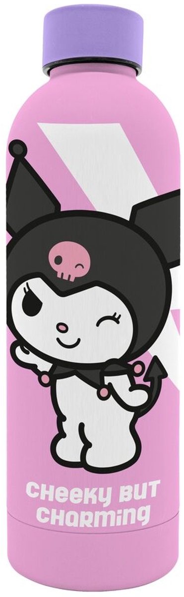 Cantimplora Kuromi acero inoxidable tacto suave 800ml rosa