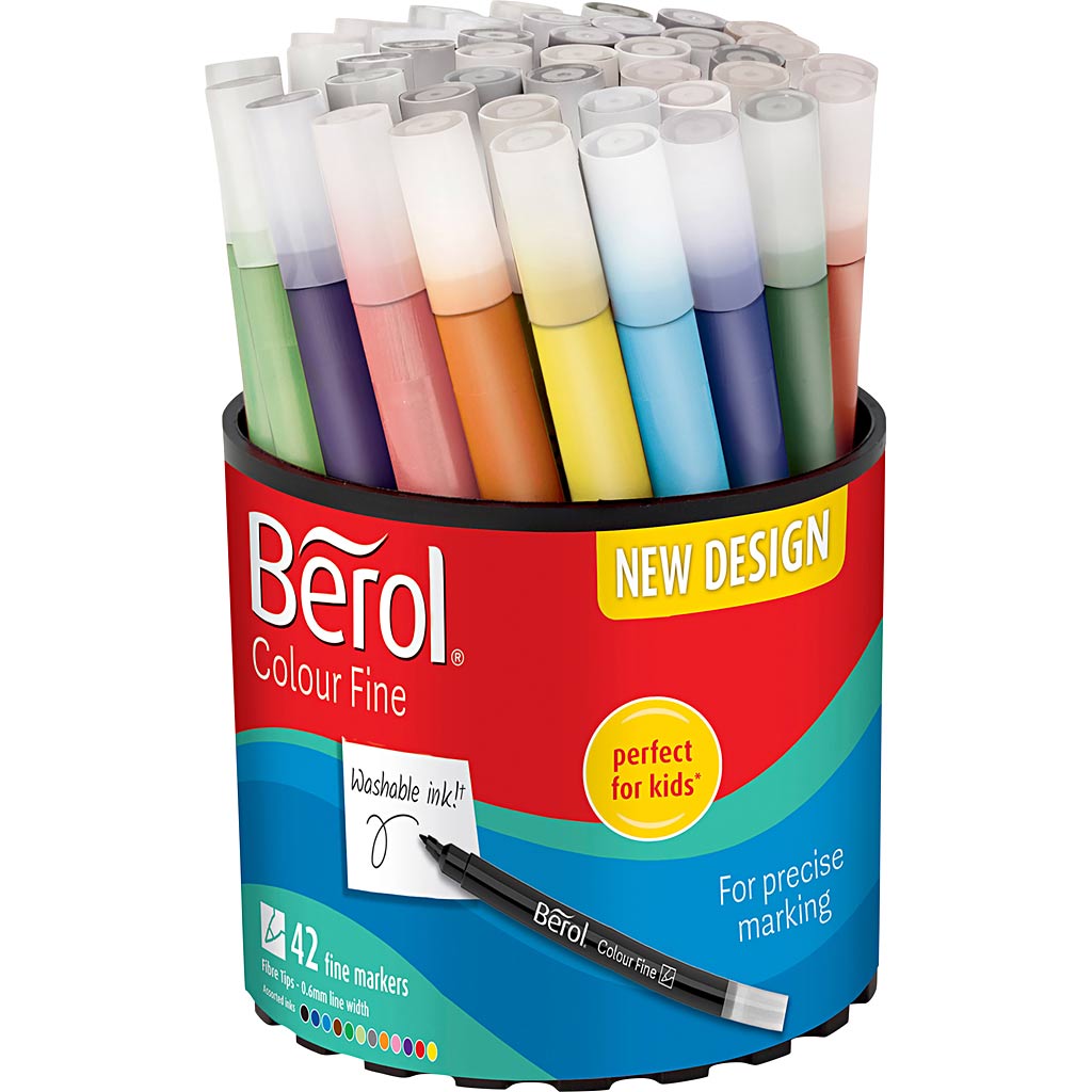 BEROL Colorfine, D 10 mm, spessore della linea 0,3-0,7 mm, vari colori, 42 pezzo 1 scatola