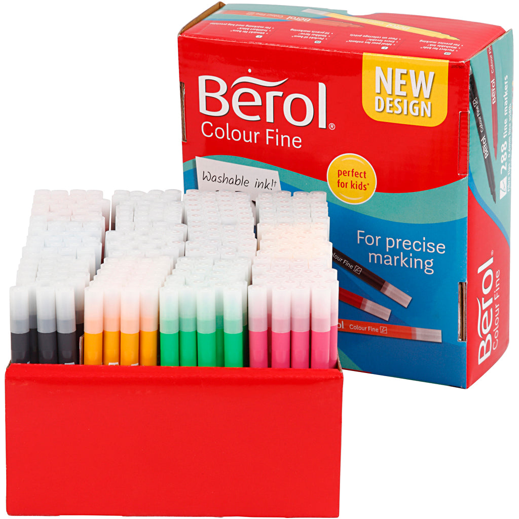 BEROL Colorfine, spessore della linea 0,3-0,7 mm, vari colori, 288 pezzo 1 scatola