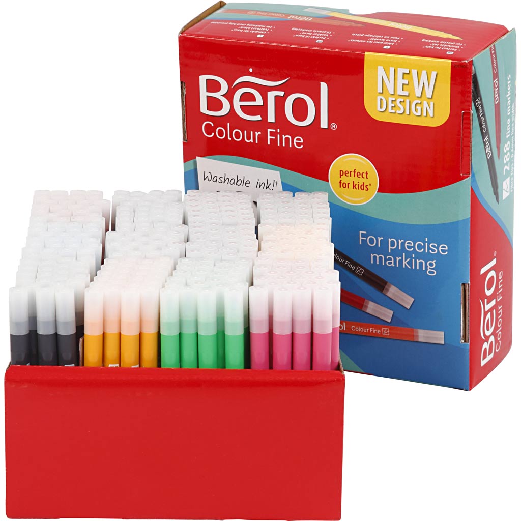 BEROL Colorfine, spessore della linea 0,3-0,7 mm, vari colori, 288 pezzo 1 scatola