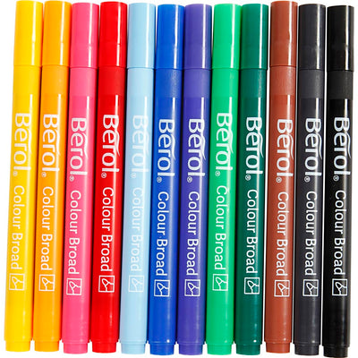 Berol Stift, D 10 mm, grosor de línea 1-1.7 mm, varios colores, 12 piezas 1 caja