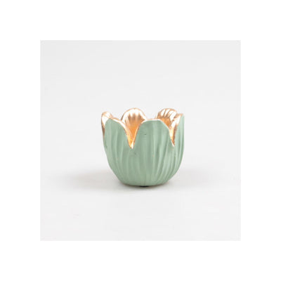 Portacandela decorativo ispirato alla stagione tulipano verde 8,5x6,5 cm