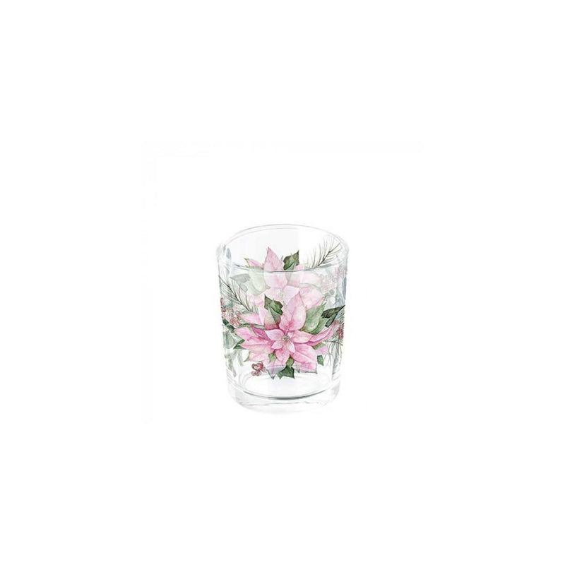 Ambiente portavelas flor de pascua rosa