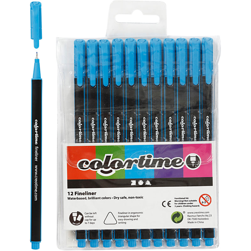 Fineliner Colortime, larghezza tratto 0,6-0,7 mm, azzurro, 12 pezzi 1 scatola