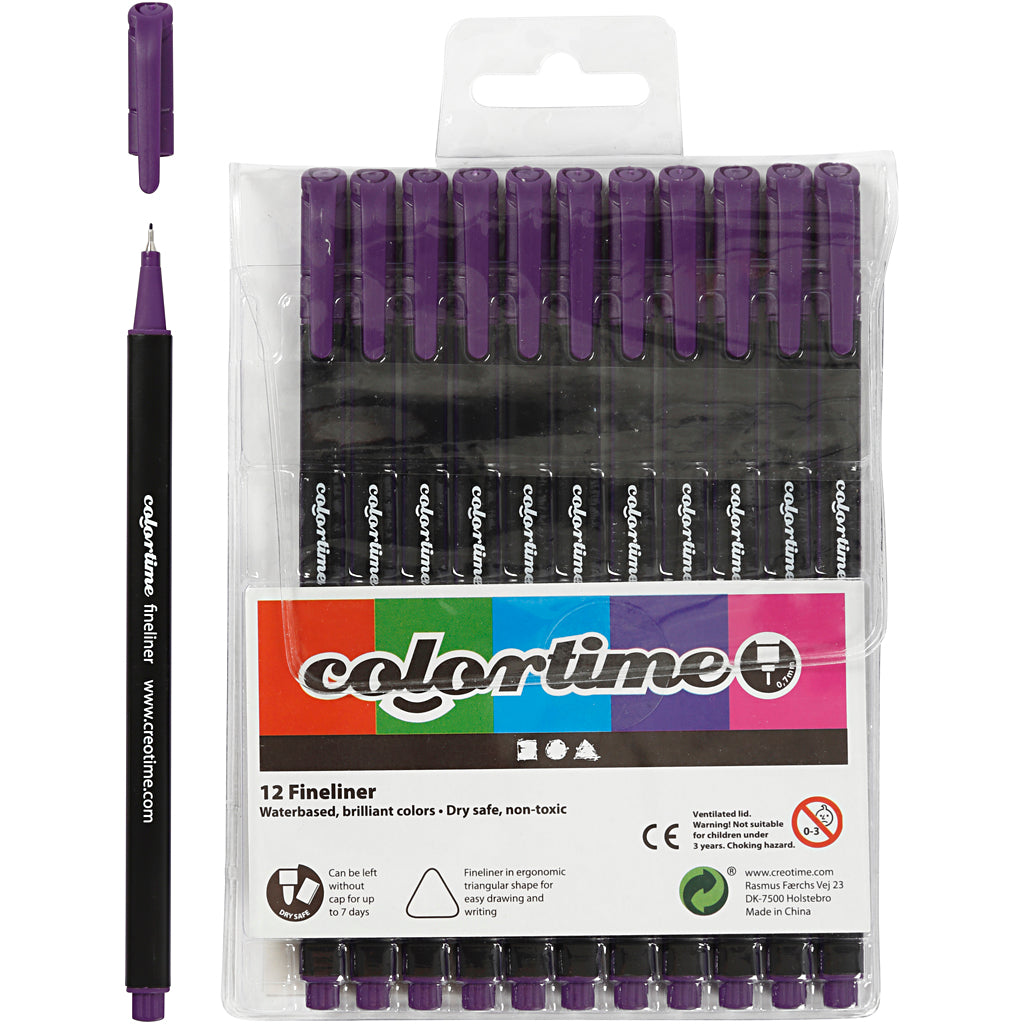 Fineliner Colortime, larghezza tratto 0,6-0,7 mm, viola, 12 pezzi 1 scatola