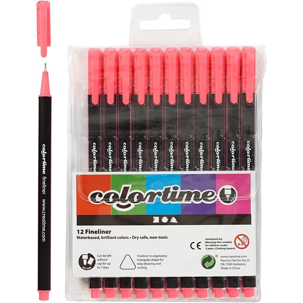 Fineliner Colortime, larghezza tratto 0,6-0,7 mm, rosa, 12 pezzi 1 scatola