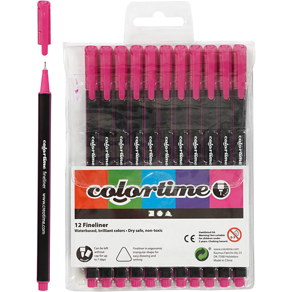 Rotuladores Colortime, grosor de trazo 0,6-0,7 mm, ciclamen, 12 piezas 1 caja
