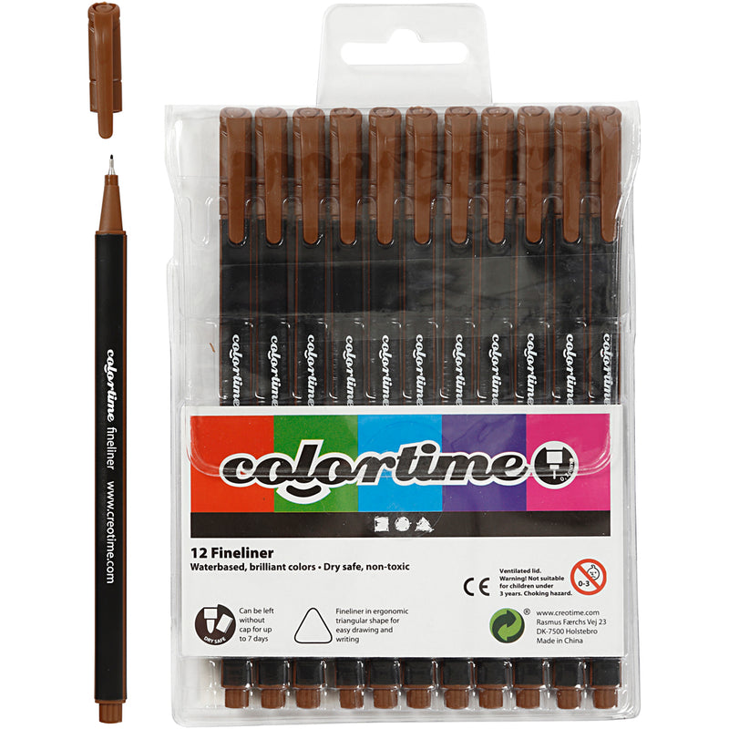 Fineliner Colortime, larghezza tratto 0,6-0,7 mm, marrone, 12 pezzi 1 scatola