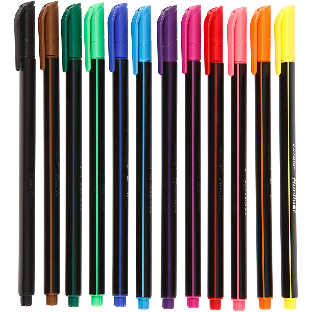 Colortime fineliners, line thickness 0.6-0.7 mm, various colors, 12 pieces, 1 box