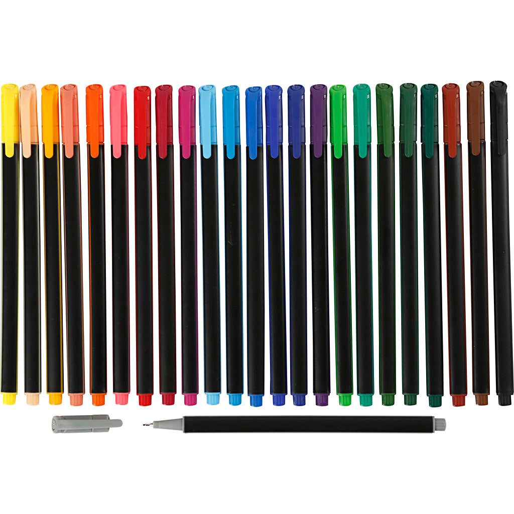 Colortime fineliners, line thickness 0.6-0.7 mm, various colors, 24 pieces, 1 box