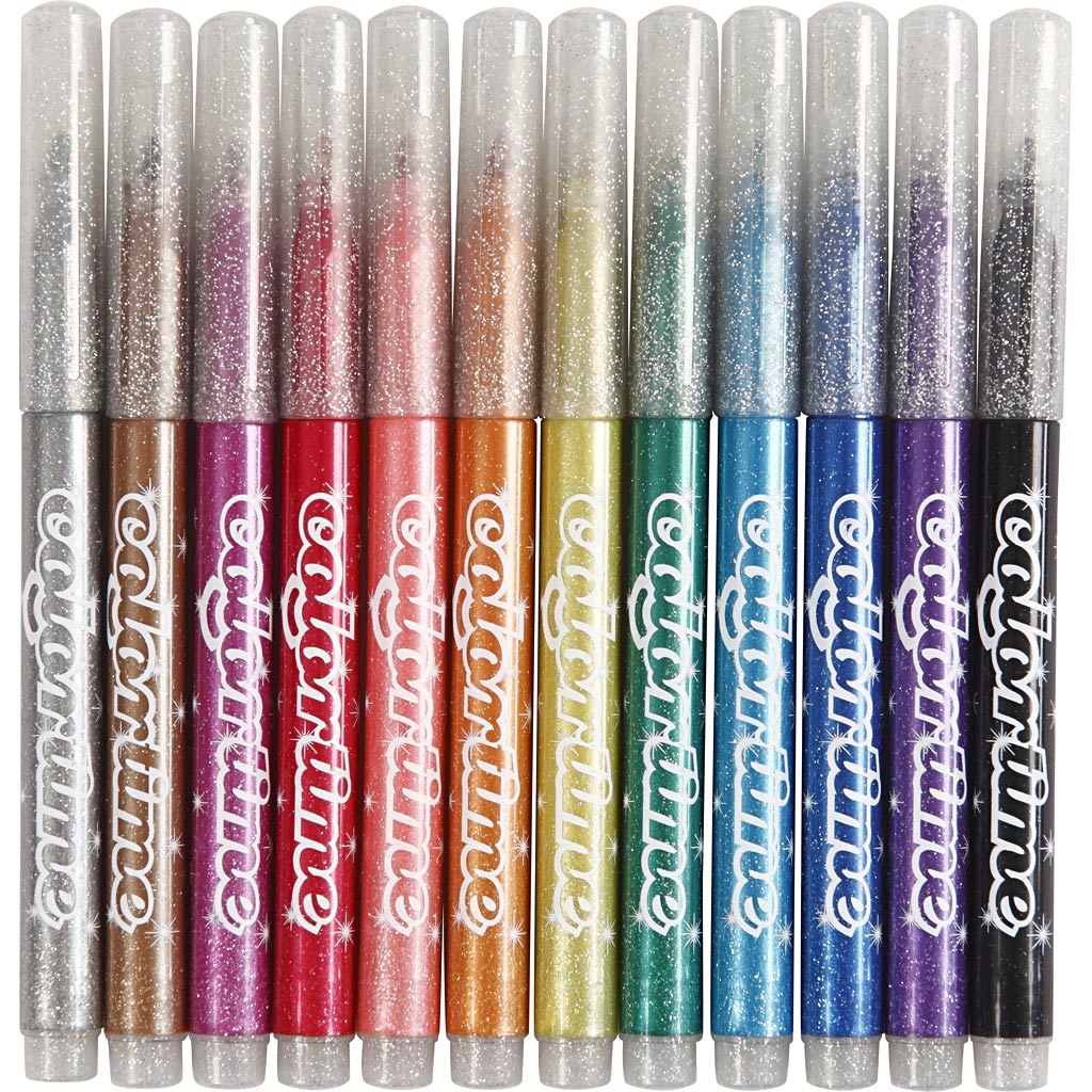 Glitter pins, 12st.