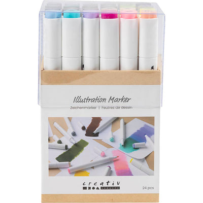 Rotulador Creativ Company, ancho de trazo 1+8 mm, colores pastel, colores estándar, 24 piezas 1 caja