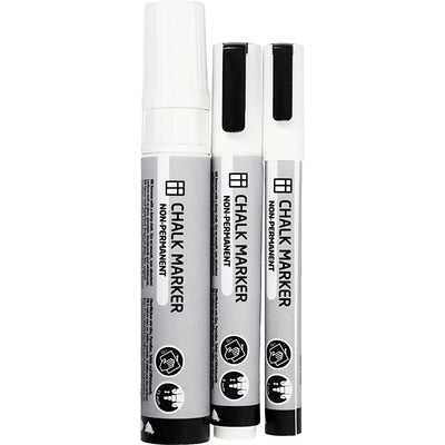 Creativ company krijtstiften, lijndikte 3+6+15 mm, wit, 3 stuk 1 doos