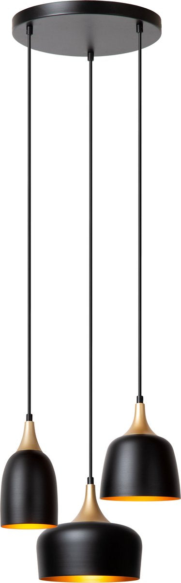 Lucide chayanne - lampada a sospensione - ø 30 cm - 3xe14 - nero