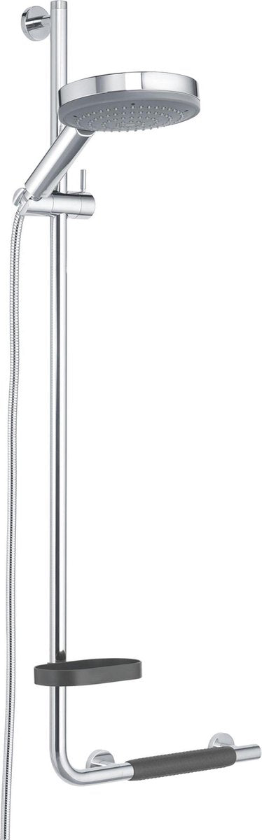 Tiger Boston Comfort Safety - maniglia - supporto a parete con asta doccia - sinistra - acciaio inox lucido