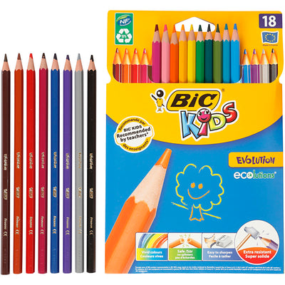 Matite colorate con evoluzione bic, esagonale, l: 17,5 cm, riempimento di 3 mm, vari colori, box da 18 pezzi 1