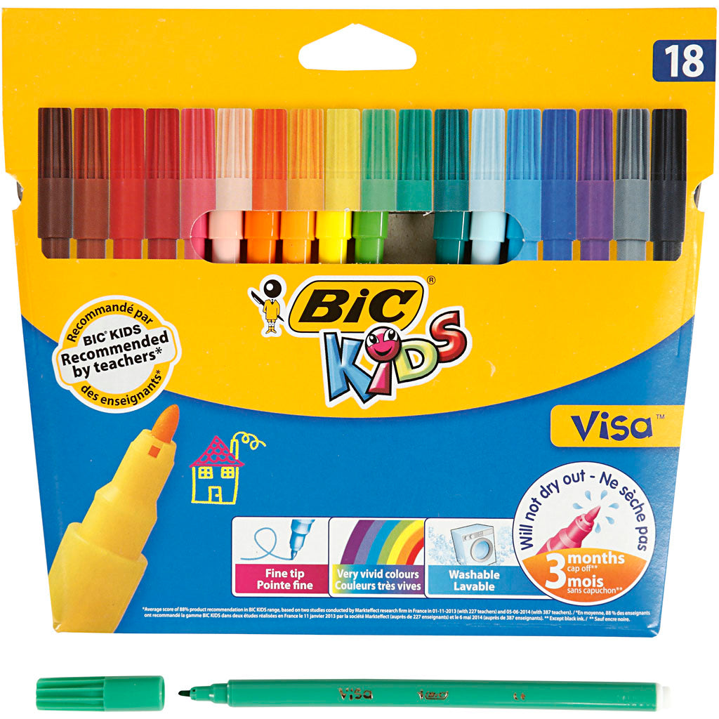 Bic https: www.cchobby.nl -visa-fijne-kleurstiften-lijndikte-1-6-mm-diverse-kleuren-18-stuk-1-doos