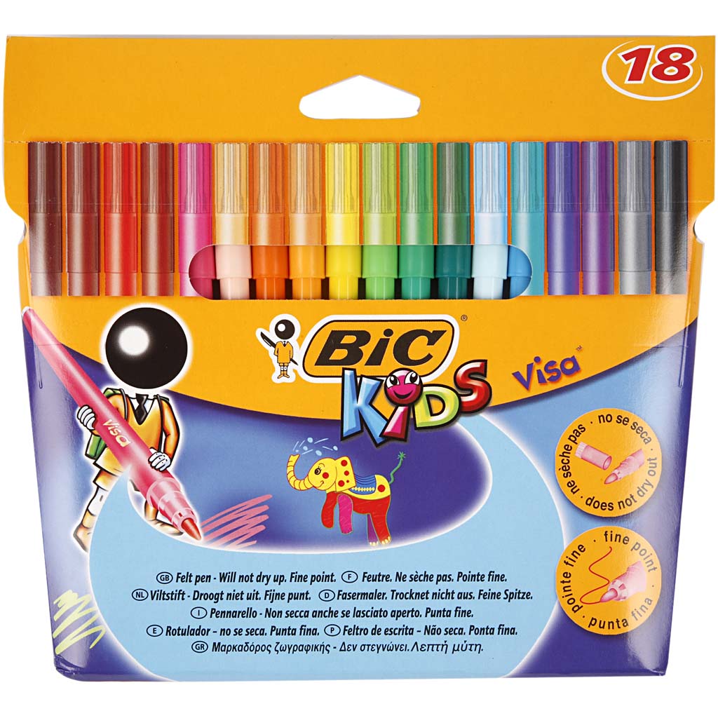 Bic https: www.cchobby.nl -visa-fijne-kleurstiften-lijndikte-1-6-mm-diverse-kleuren-18-stuk-1-doos