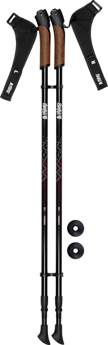Bastoni da nordic walking Abbey Camp - regolabili telescopicamente - paio - nero rosso