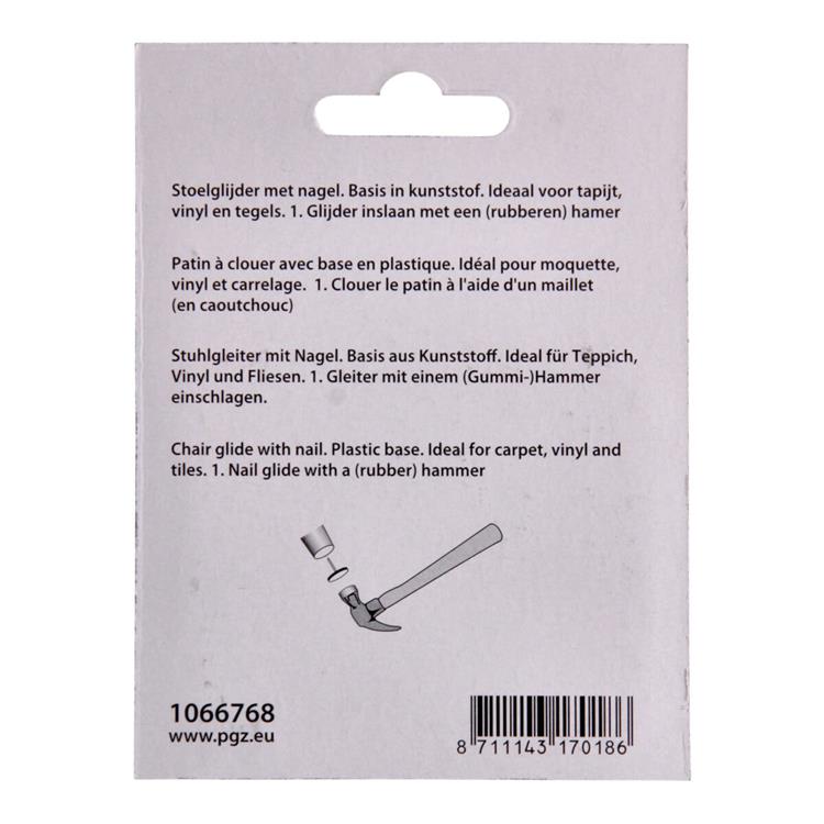 Mack 1066768 - puntale per sedia chiodo plastica nero ø 19 mm 12 pz | 6 pezzi