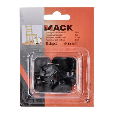 Mack 1066769 - fermasedie chiodo plastica nero ø 25 mm 8 pz | 6 pezzi
