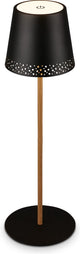 Briloner b.k.licht kiki - lámpara de mesa recargable - lámpara inalámbrica - regulable - para exterior e interior - USB-C - altura regulable - ø12cm - madera negra