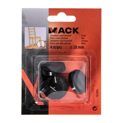 Mack 1066770 - fermasedia chiodo plastica nero ø 28 mm 4 pz | 6 pezzi