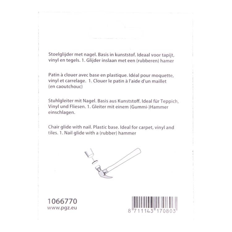 Mack 1066770 - fermasedia chiodo plastica nero ø 28 mm 4 pz | 6 pezzi