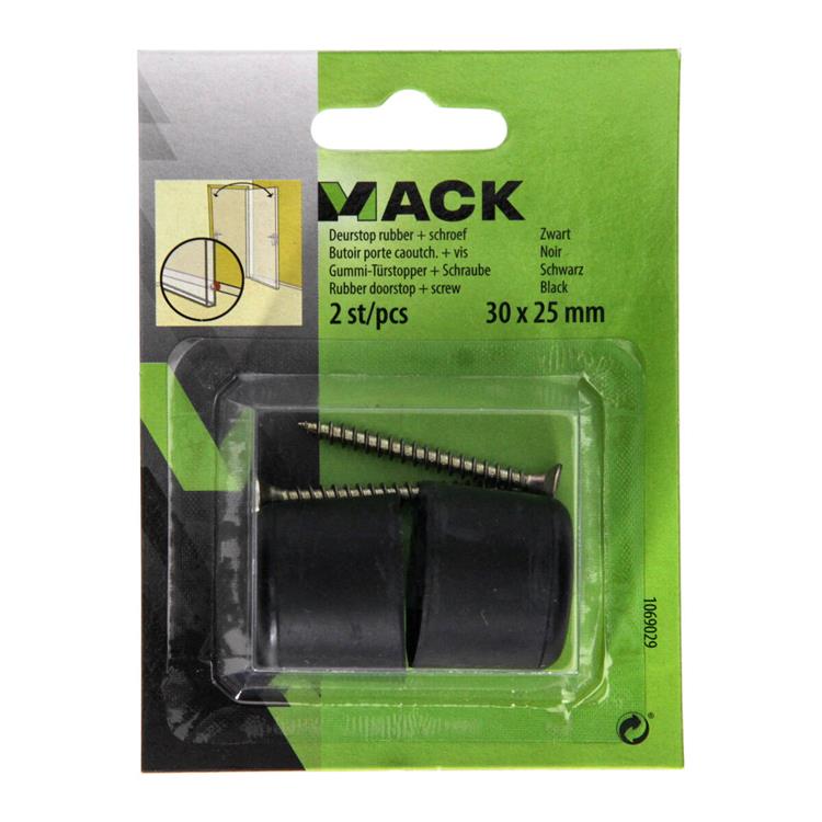 Mack 1069029 - deurstop rubber + schroef zwart 30 x 25 mm 2 st pcs | 6 stuks