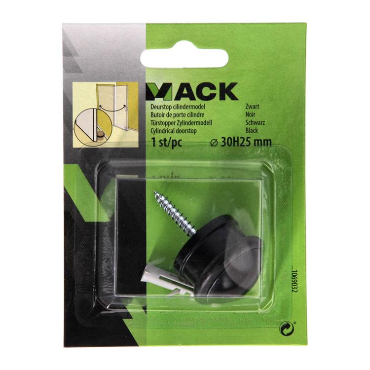 Mack 1069032 - cilindro fermaporta modello nero ø 30h25 mm 1 pz pz | 6 pezzi