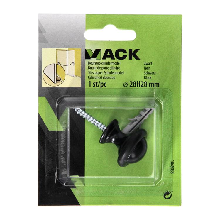 Mack 1069033 - cilindro fermaporta modello nero ø 28h28 mm 1 pz pz | 6 pezzi