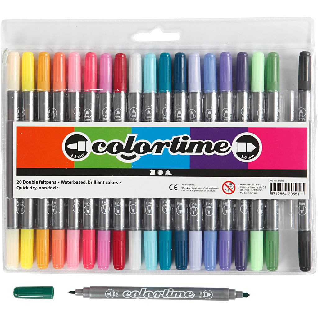Pennarelli bifacciali - Colori extra, 20 pezzi.