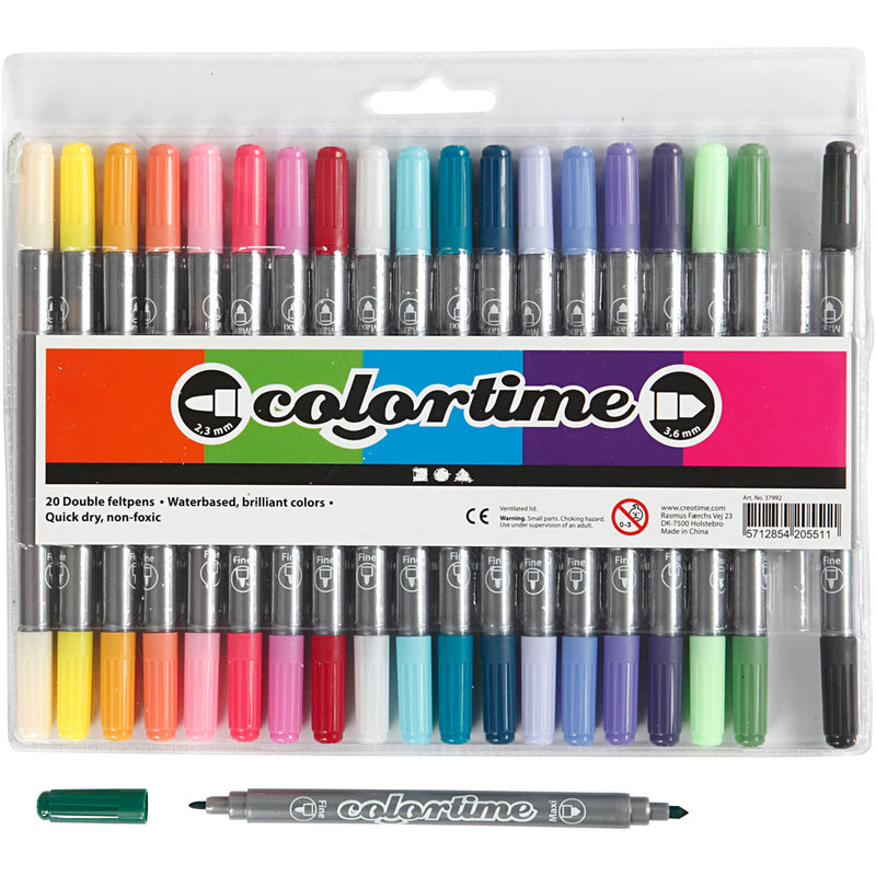 Pennarelli bifacciali - Colori extra, 20 pezzi.