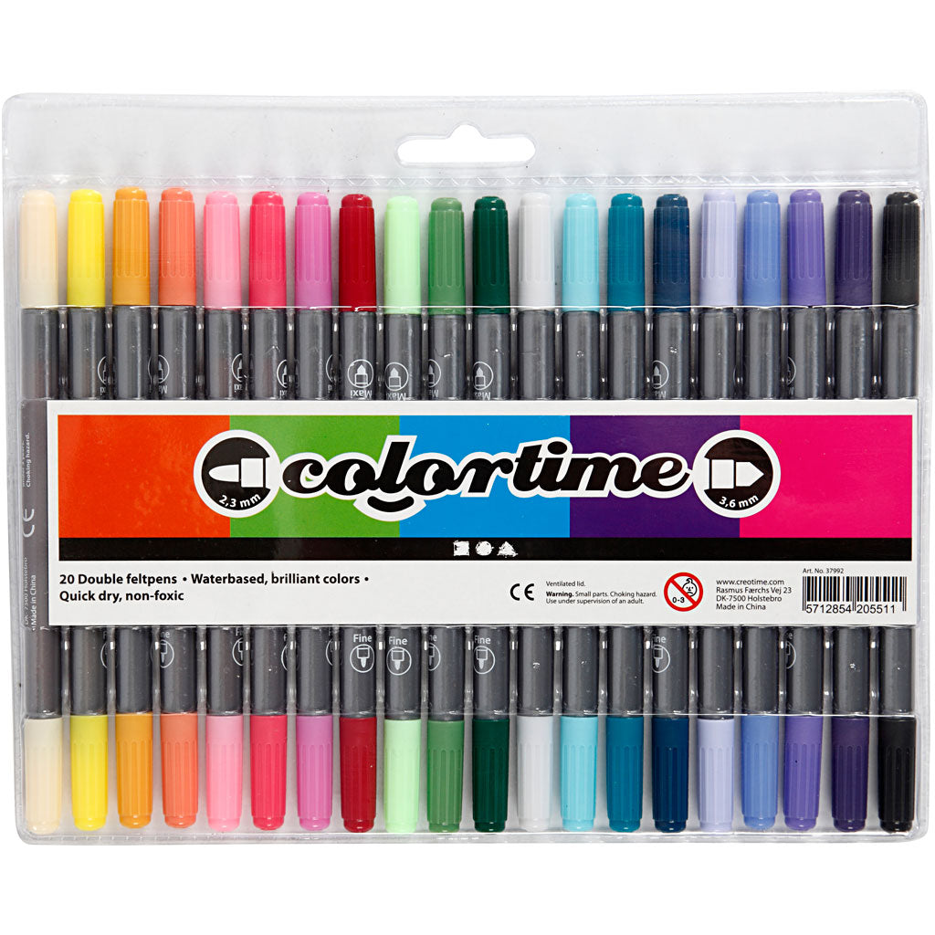 Pennarelli bifacciali - Colori extra, 20 pezzi.