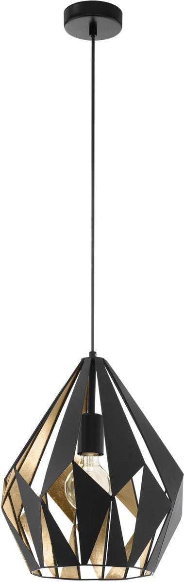 Eglo carlton 1 hanglamp - e27 - 1 lichts - ø 31 cm - zwart, goud