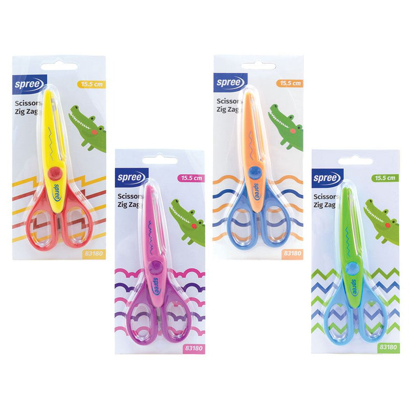 Forbici per bambini a zigzag 15,5 cm. 4 colori.