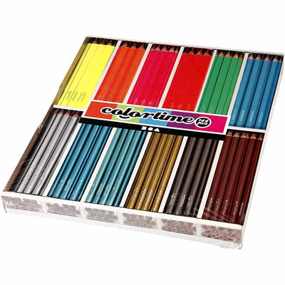 Matite colorate Colortime, l: 17,45 cm, ricarica 4 mm, colori metallizzati, colori neon, 144 pezzi 1 scatola