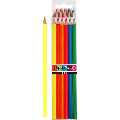 Matite colorate Colortime, l: 17,45 cm, ricarica 3 mm, colori neon, 6 pezzi 1 scatola