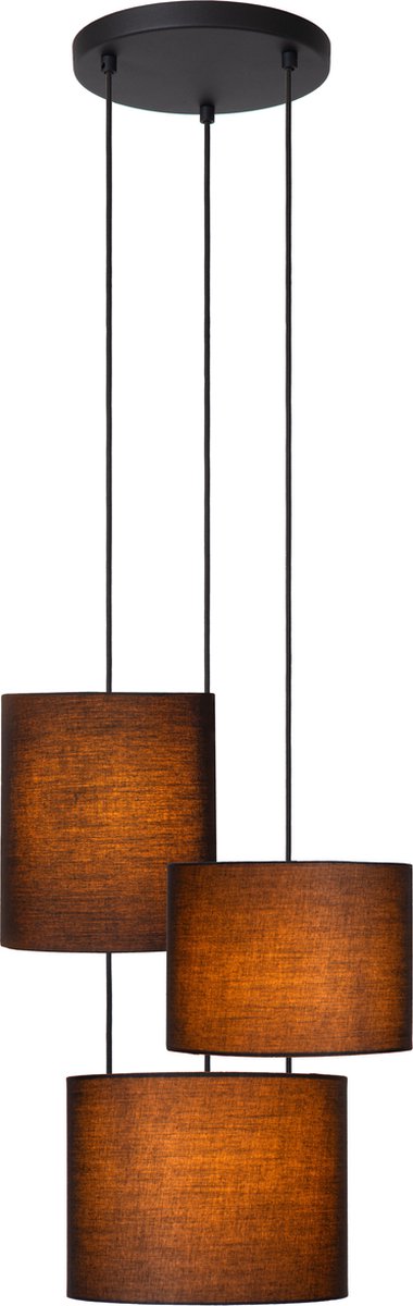 Lucide maya - lampada a sospensione - ø 46 cm - 3xe27 - nero - japandi