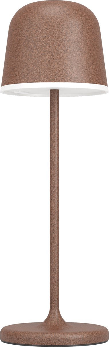 Lampada da tavolo Eglo Mannera - dimmer touch - 34 cm - ricaricabile (fino a 38 ore di luce) - alluminio - marrone ruggine - wireless - per interni ed esterni