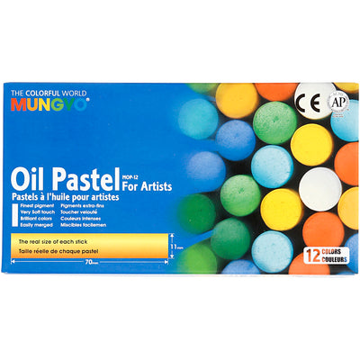 Pastel al óleo Mungyo, l: 7 cm, grosor 11 mm, varios colores, 12 piezas 1 caja