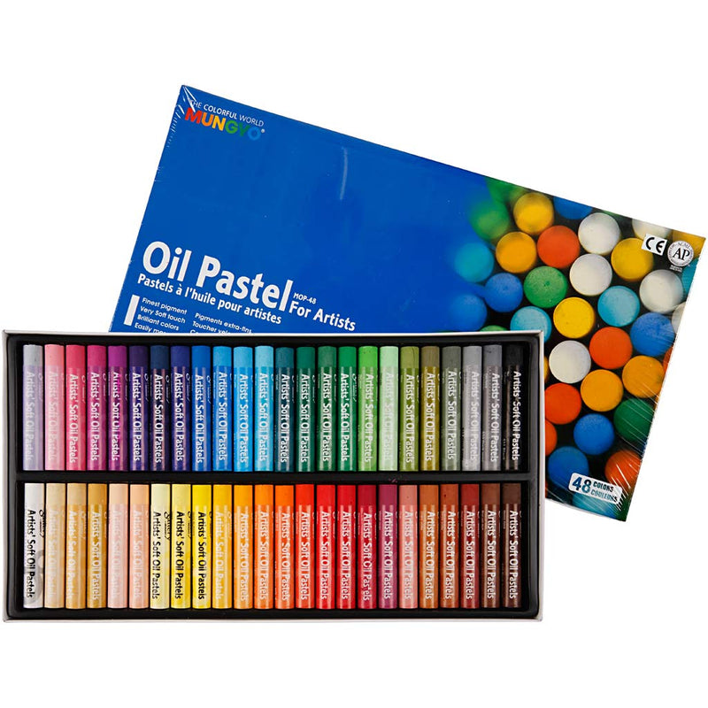 Pastello a olio Mungyo, l: 7 cm, spess. 11 mm, vari colori, 48 pezzi 1 scatola