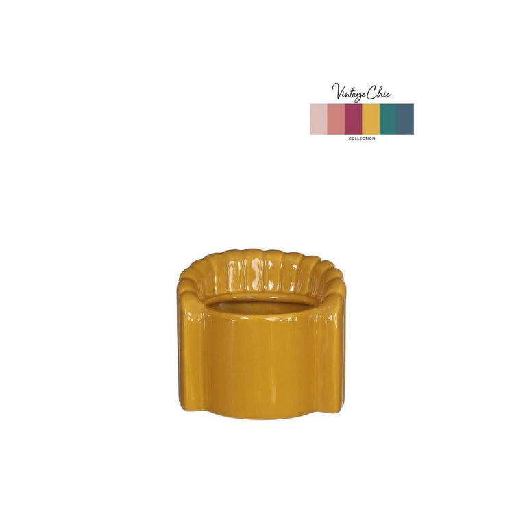 Ideas 4 estaciones macetero puf silla mostaza ø8,4xh9cm