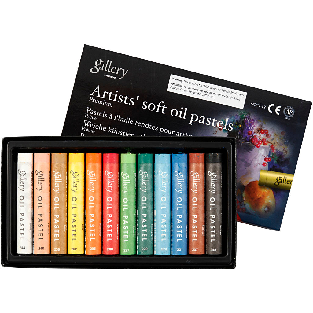Mungyo gallery pastelli a olio premium, l: 7 cm, spess. 10 mm, vari colori, 12 pezzi 1 scatola