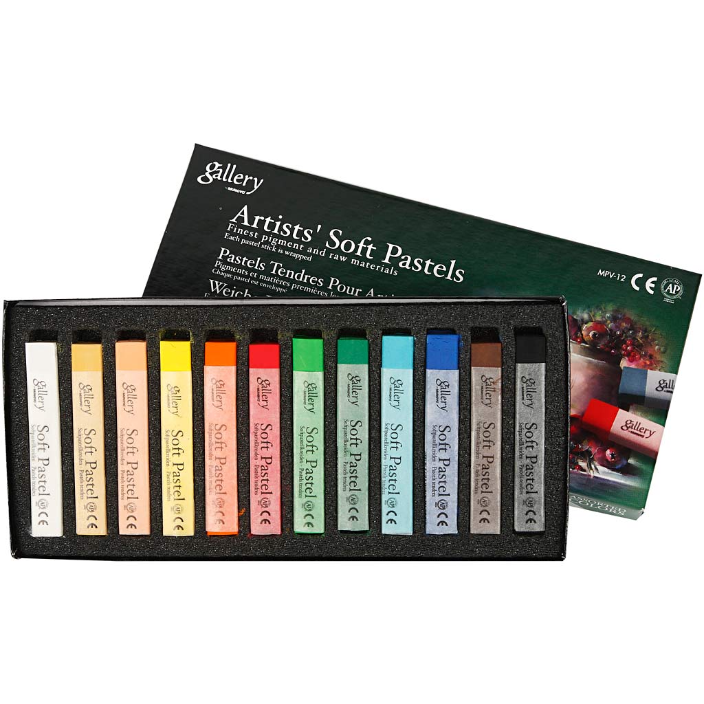 Mungyo gallery set pastelli morbidi, l: 6,5 cm, spess. 10 mm, vari colori, 12 pezzi 1 scatola