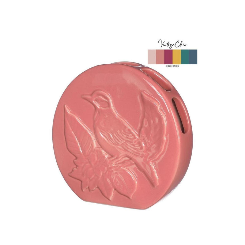 Vaso Ideas 4 stagioni uccello terra rosa ø6x20x20cm